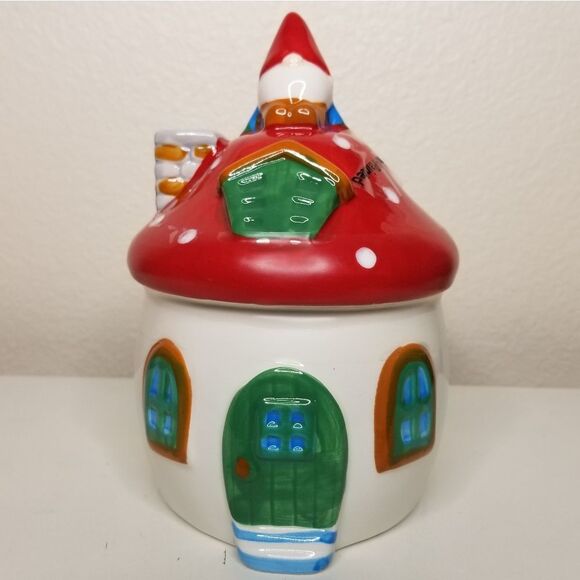 Gnome House Red Candy Jar Hand Painted Christmas Decor Trea… - Picture 8 of 8